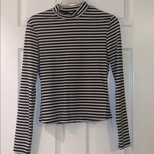 Black and white mock neck shirt